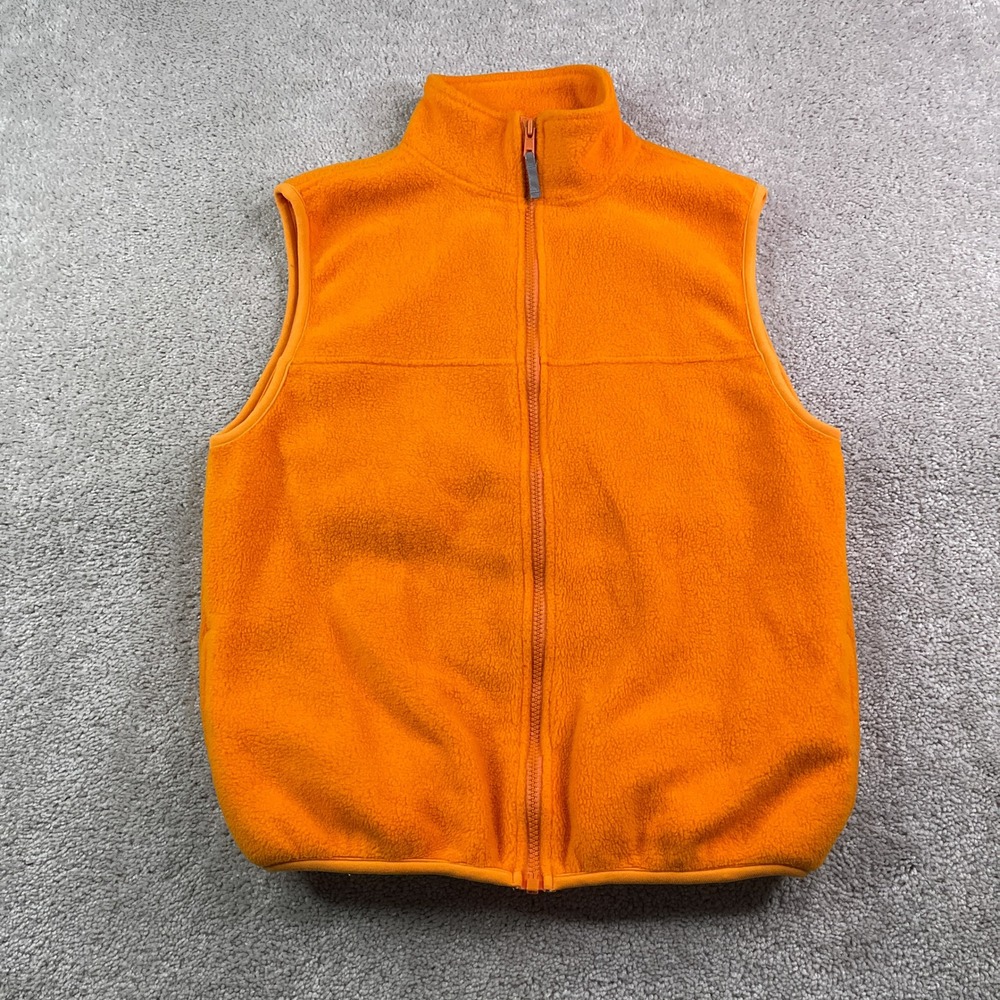 Vintage LL Bean Vest Kids Large Orange Fleece Full Zip Gorpcore Fall Layering
